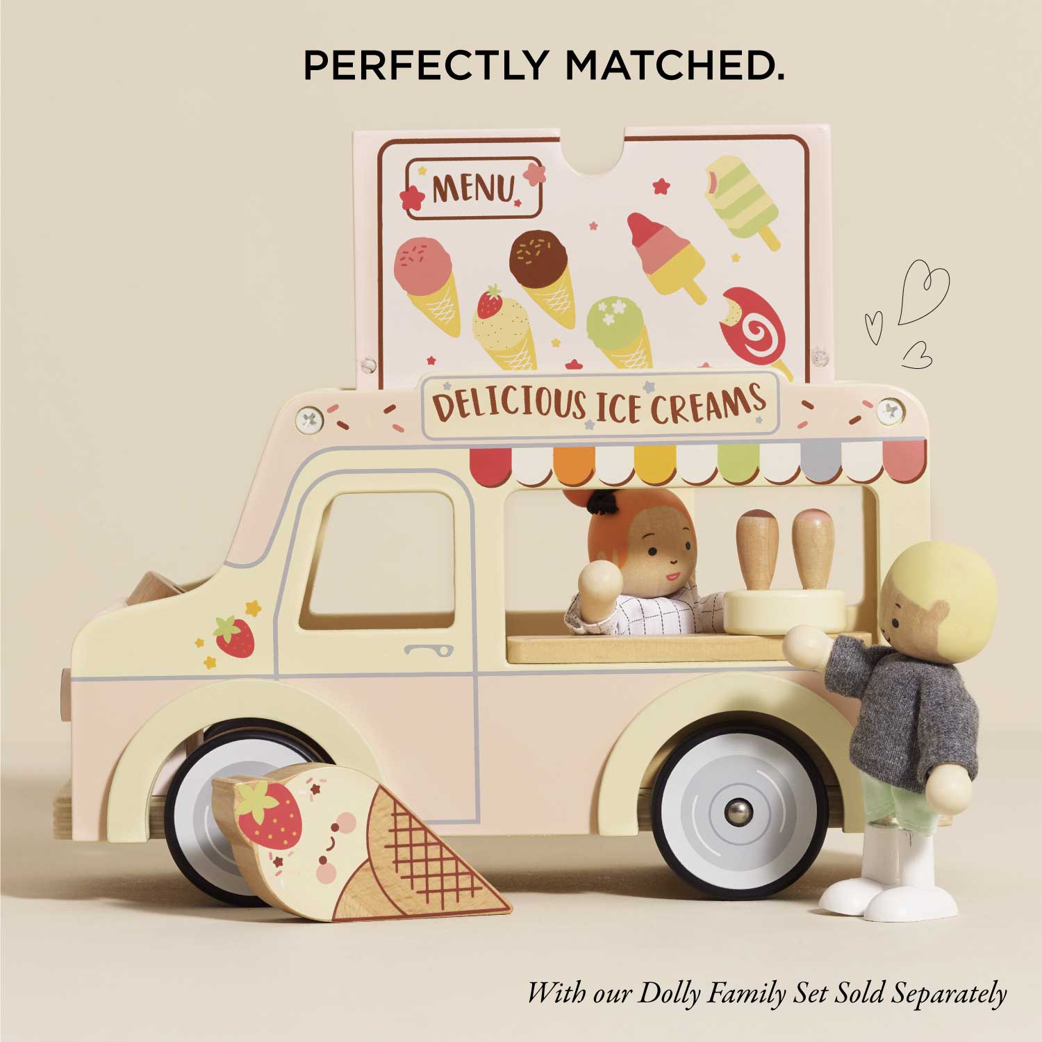  Wooden Ice Cream Van Toy – FSC® Certified Retro Role Play Van (3+ Years)