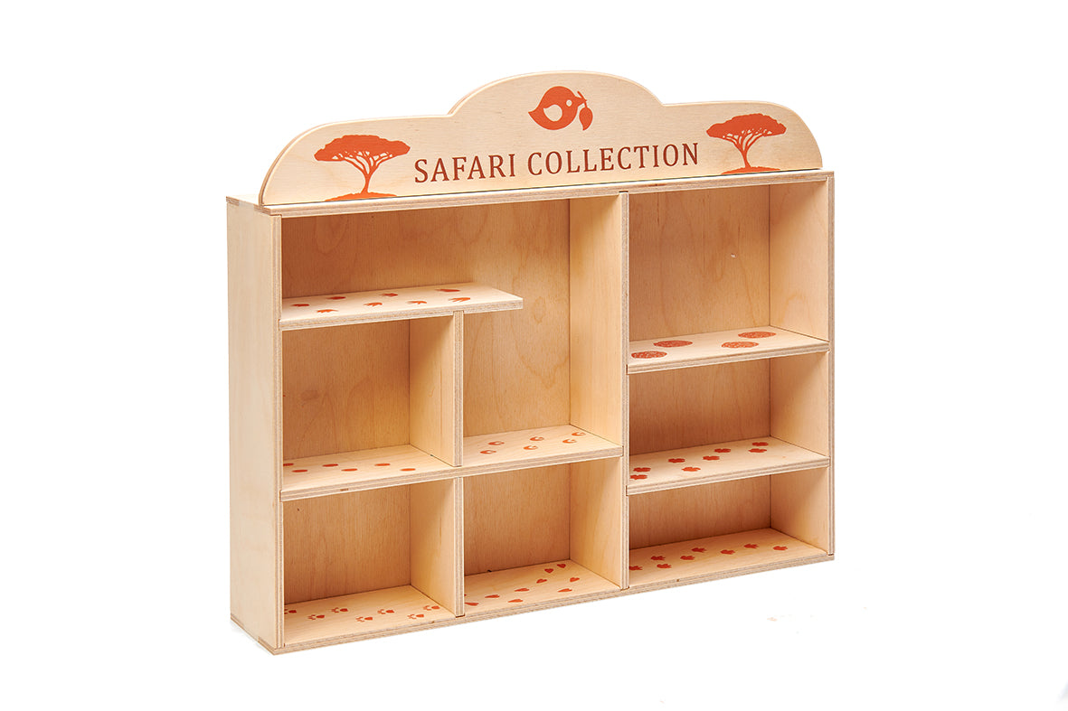8 Safari Animals Wooden Shelf Set | Tender Leaf Toys | Mucky Wolf
