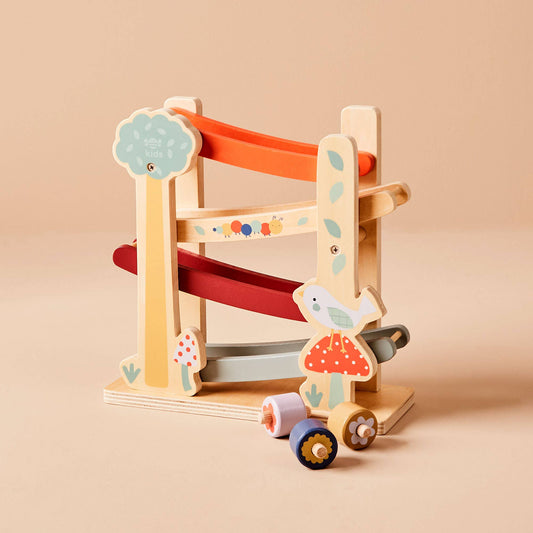 Just Bee Kids FSC® Wooden Garden Roller Ramp – Colourful Montessori Toy for Toddlers (12 Months+)