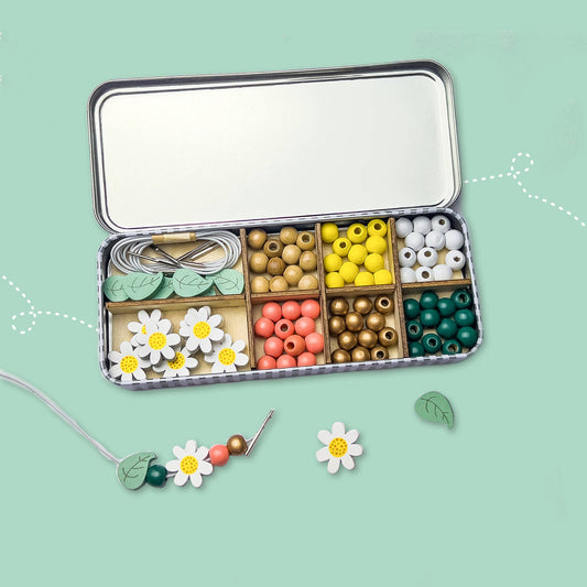Daisy and Leaf Beading Kit in Gift Tin – Eco-Friendly Craft Activity for Ages 3+