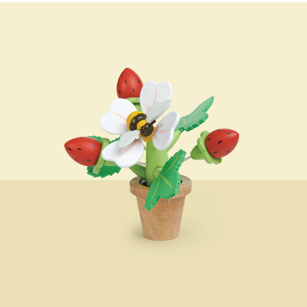 Wooden Strawberry Flower Pot - Pretend Play - Ages 3+