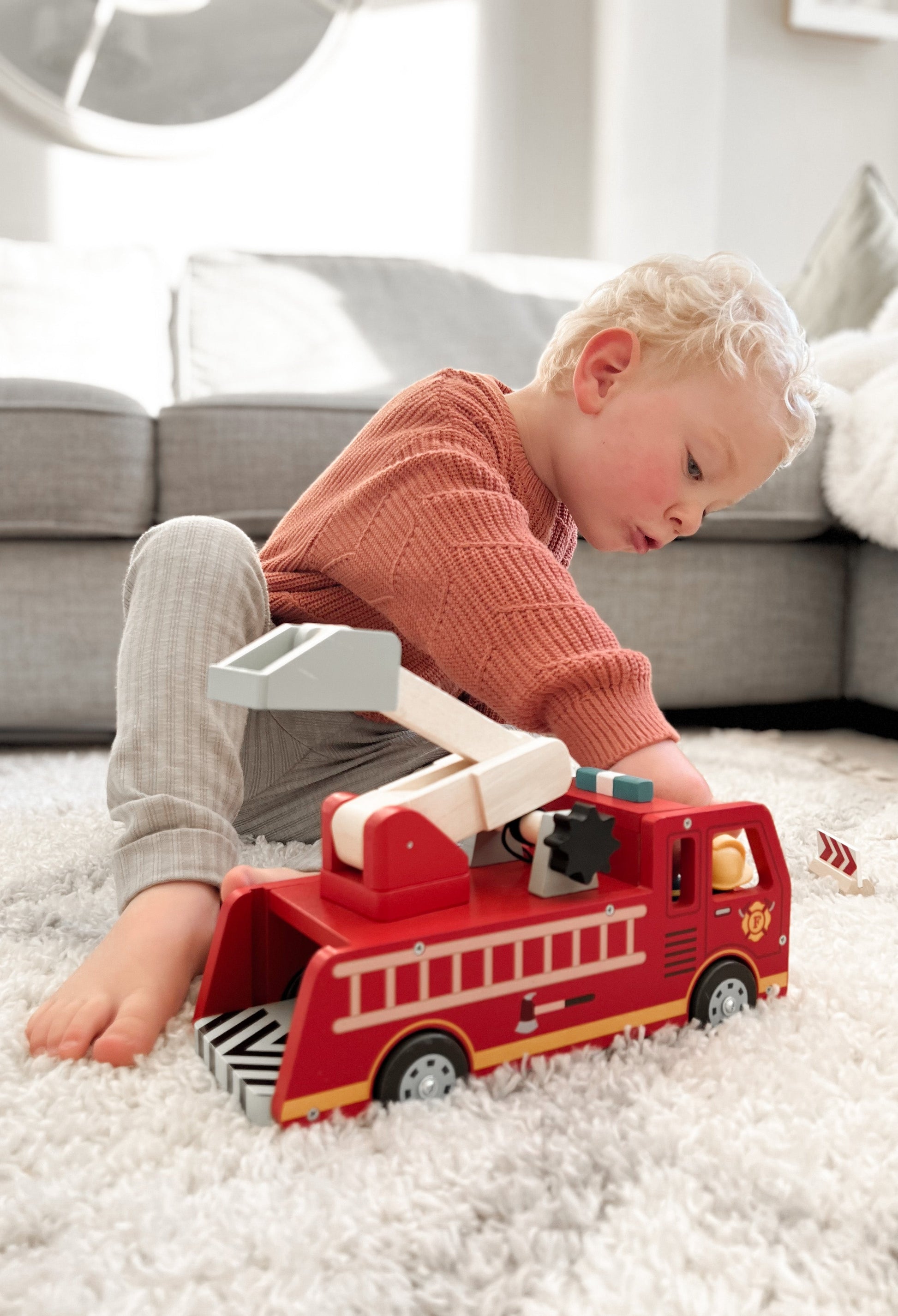 Wooden Fire Engine Toy with Firefighters | Tender Leaf Toys | Mucky Wolf