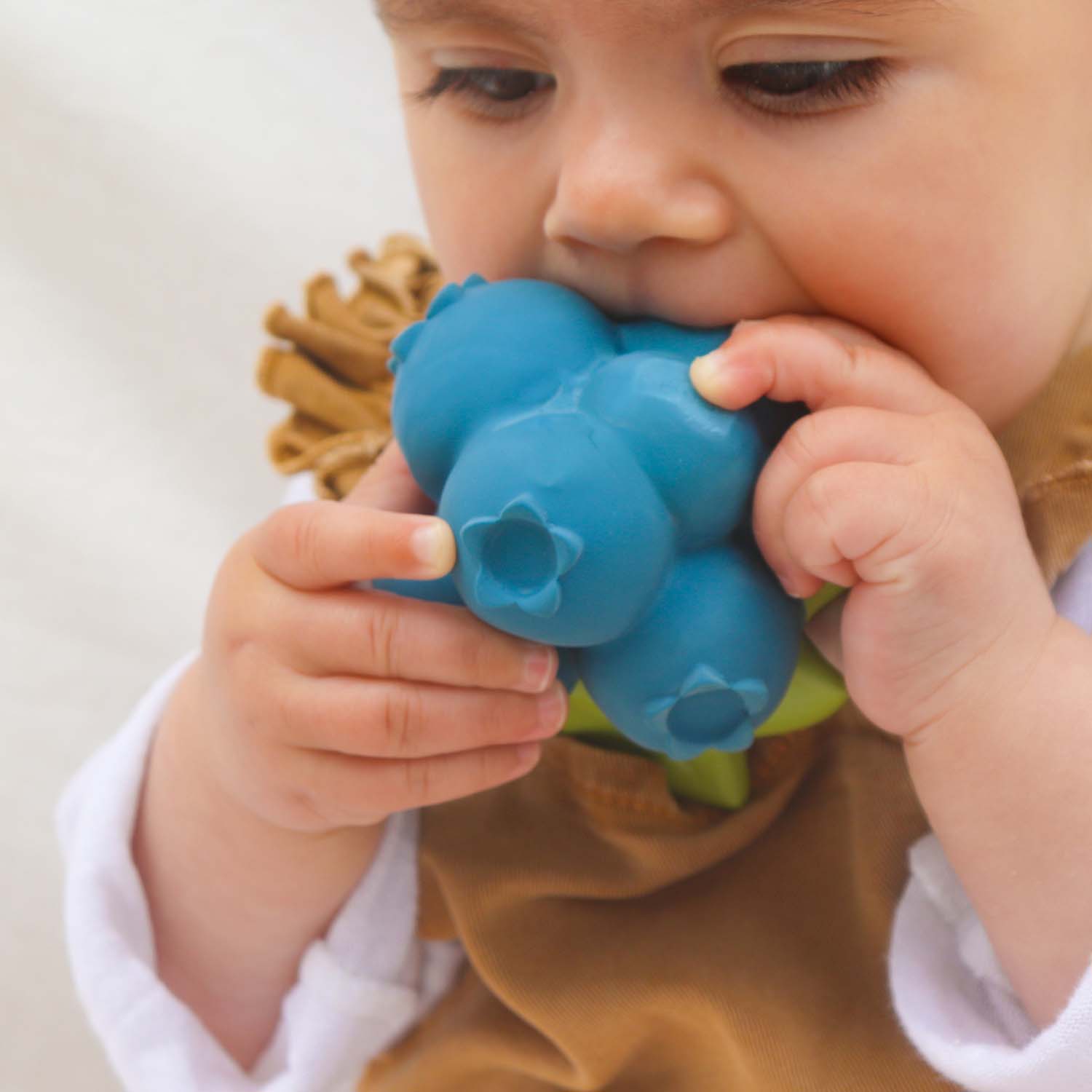 Natural Rubber Baby Teether & Bath Toy | Blueberry – Mucky Wolf