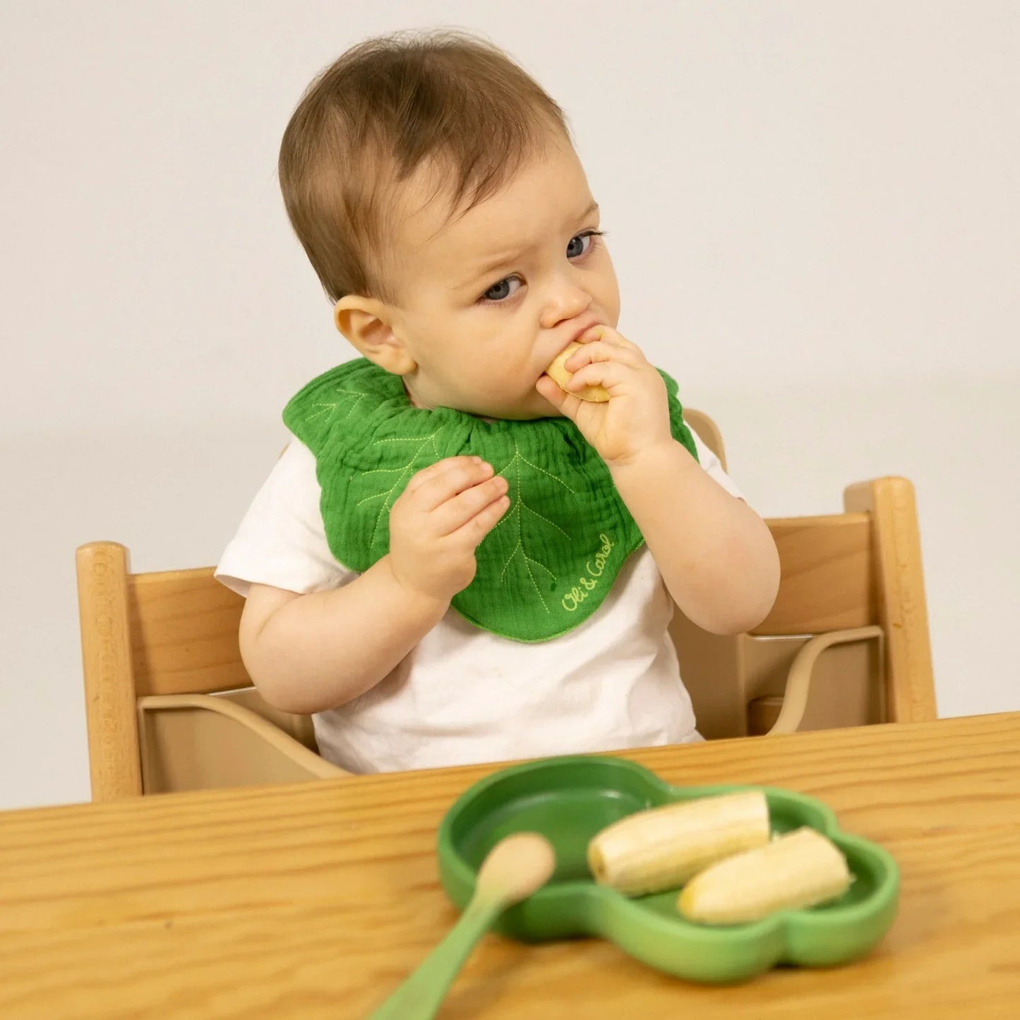 Organic Cotton Baby Feeding Bib | Kendall the Kale | Oli & Carol