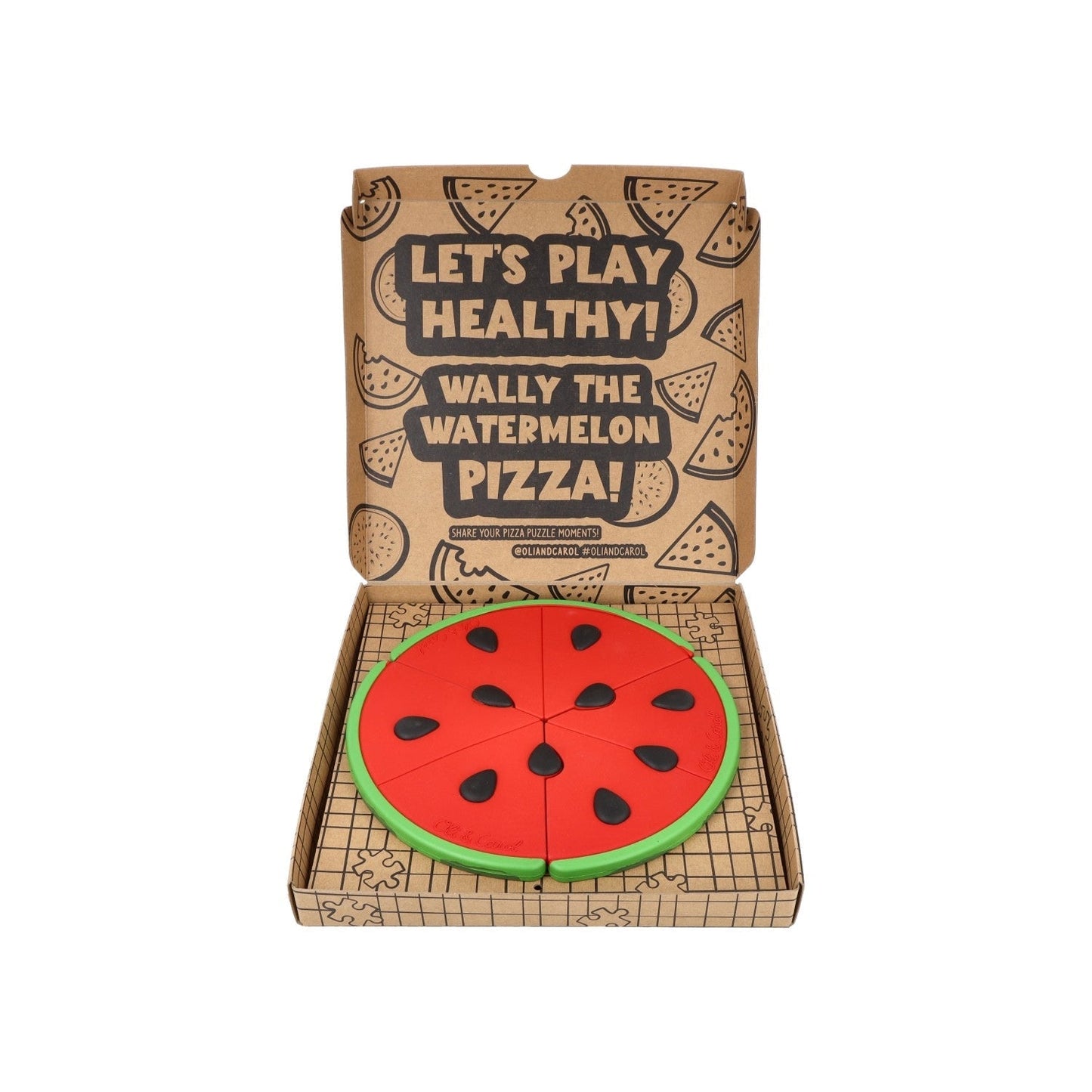 Natural Rubber Baby Puzzle & Teether – Oli & Carol Watermelon | Mucky Wolf