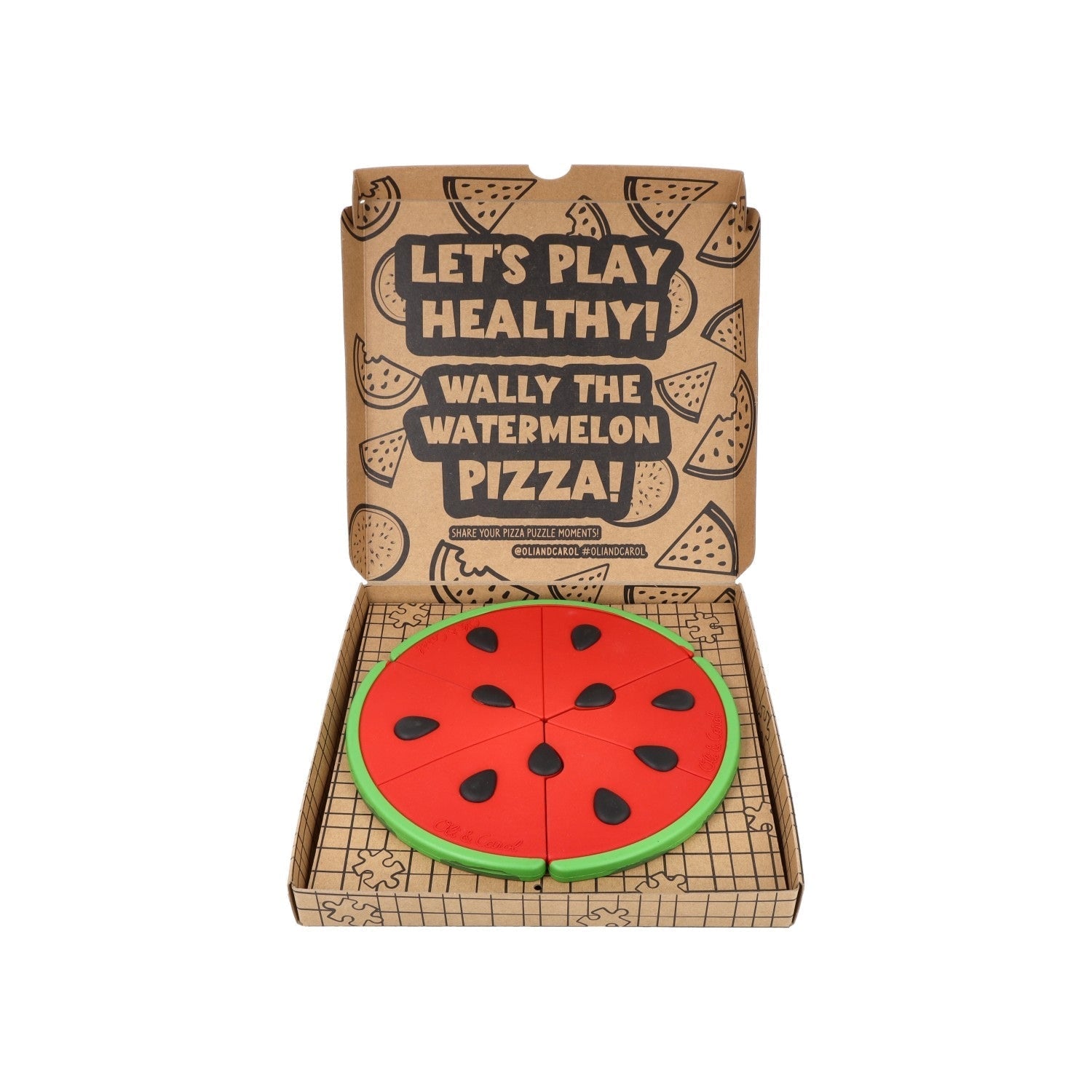 Natural Rubber Baby Puzzle & Teether – Oli & Carol Watermelon | Mucky Wolf