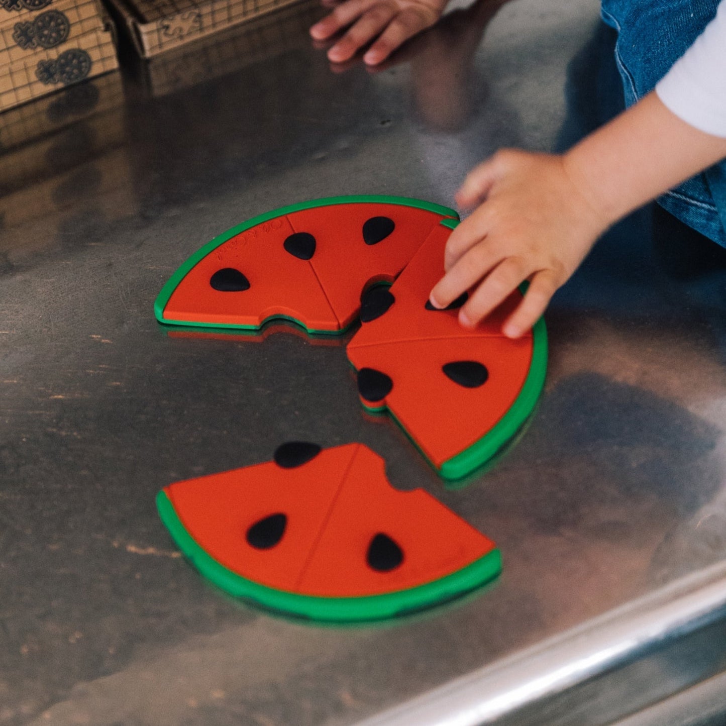 Natural Rubber Baby Puzzle & Teether – Oli & Carol Watermelon | Mucky Wolf