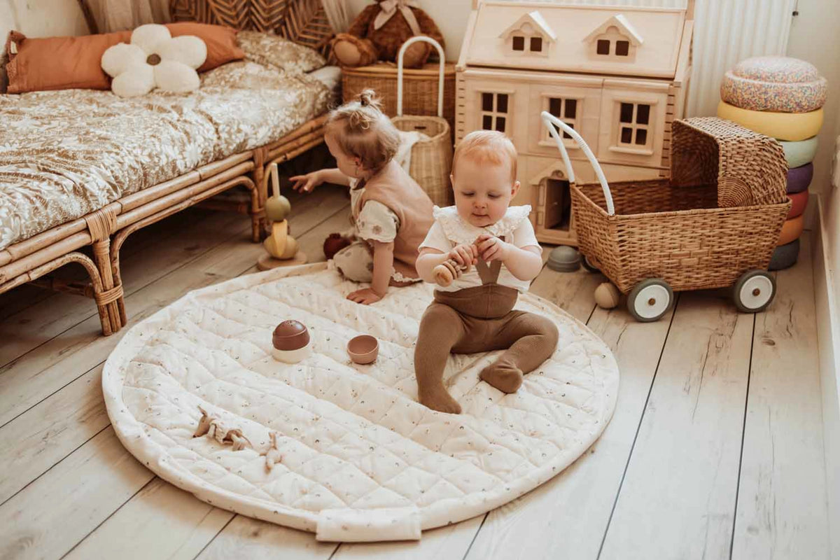 Moon Print Soft Circle Organic Baby Playmat & Storage Bag - Noomad by Play & Go