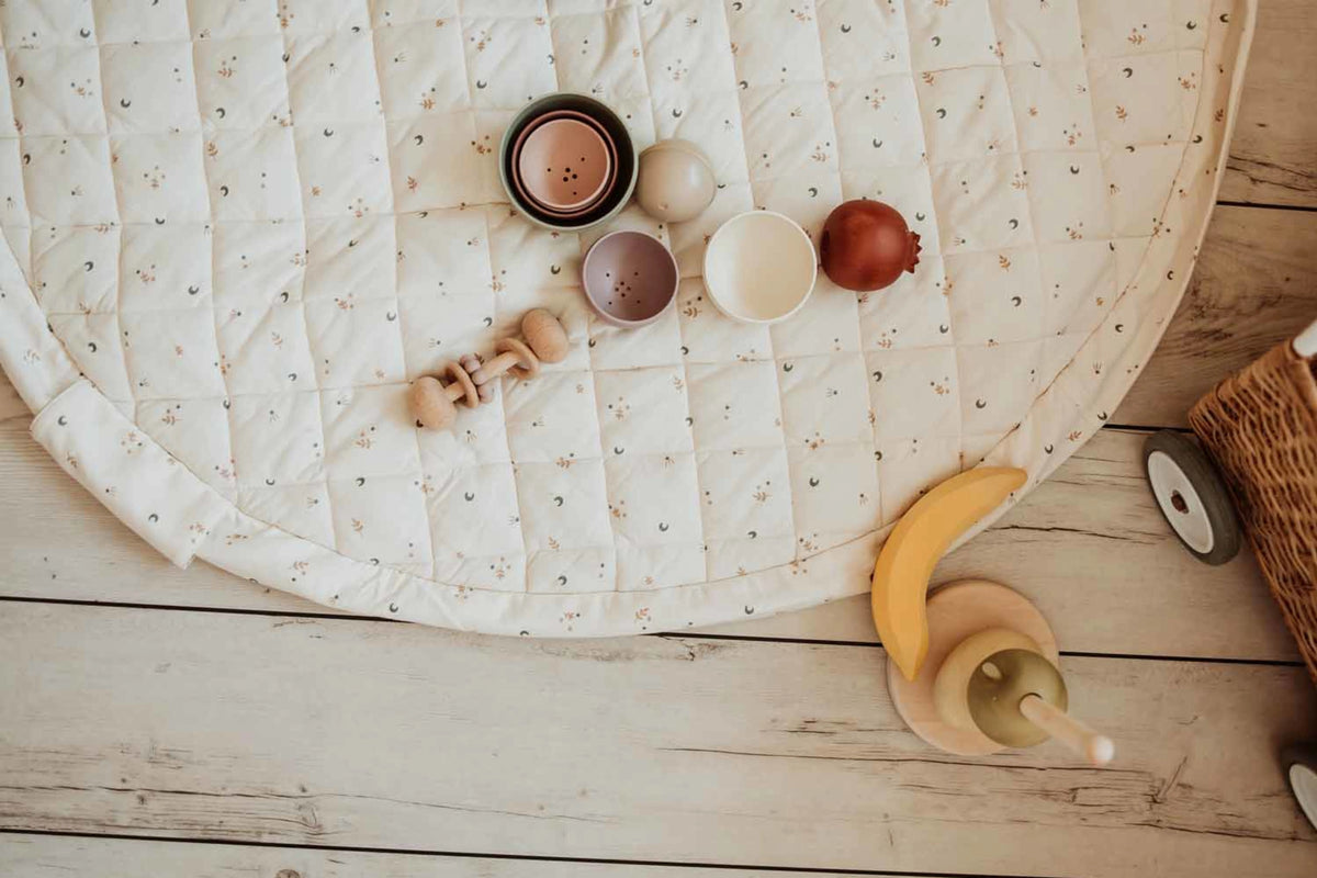 Moon Print Soft Circle Organic Baby Playmat & Storage Bag - Noomad by Play & Go