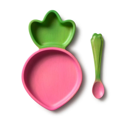 Wooden Baby Plate & Spoon Set | Eco Weaning Tableware – Mucky Wolf