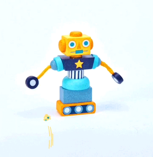 Wooden Robot Construction Toy for Kids | Mucky Wolf
