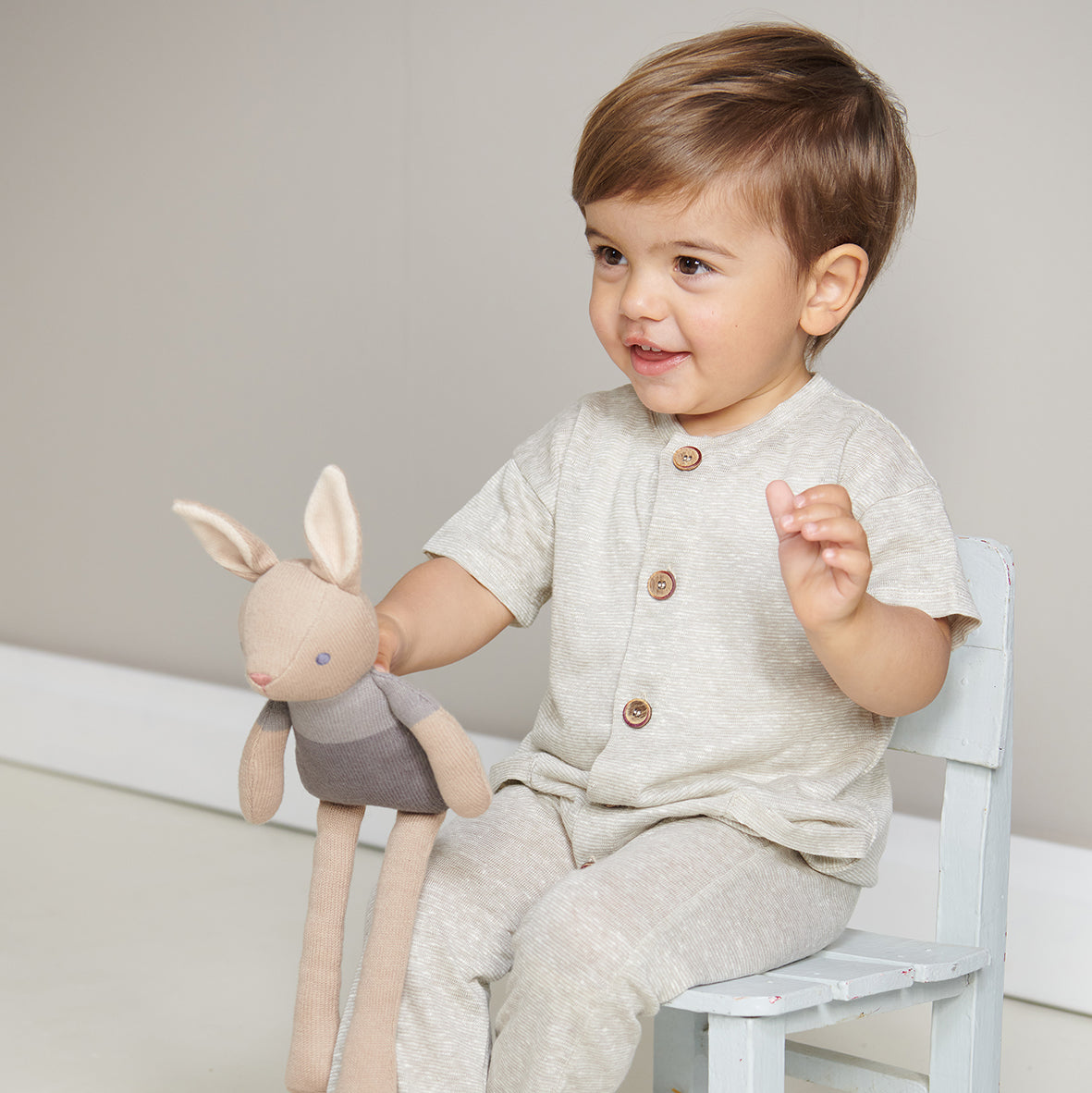 Organic Taupe Bunny Doll | Baby Threads Soft Rabbit