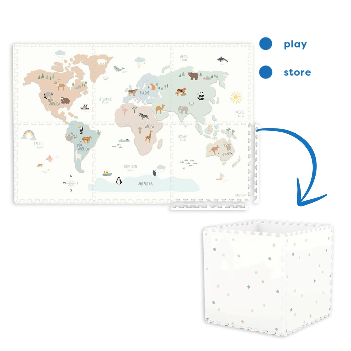 Tiloo World Map Playmat | Foam Toy Storage | Mucky Wolf