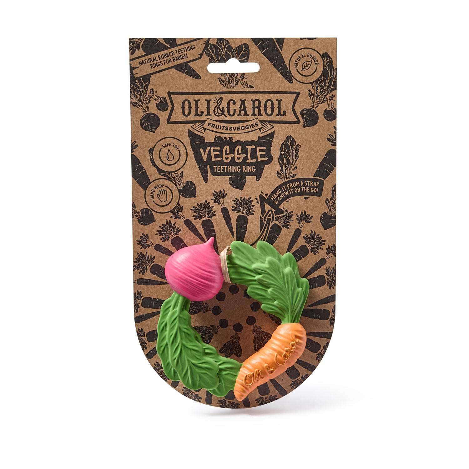 Natural Rubber Baby Teething Ring | Veggie Teether – Mucky Wolf