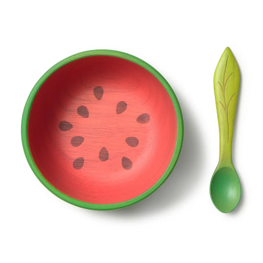 Wooden Baby Bowl & Spoon Set | Wally the Watermelon | Oli & Carol