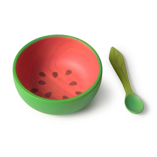 Wooden Baby Bowl & Spoon Set | Wally the Watermelon | Oli & Carol