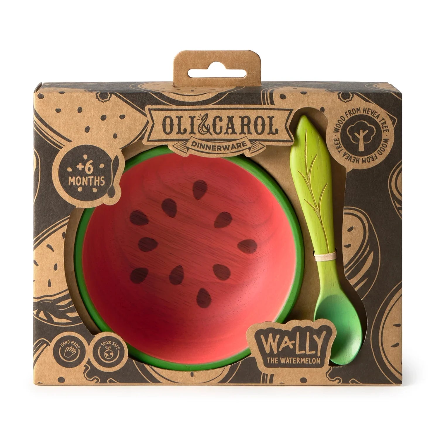 Wooden Baby Bowl & Spoon Set | Wally the Watermelon | Oli & Carol