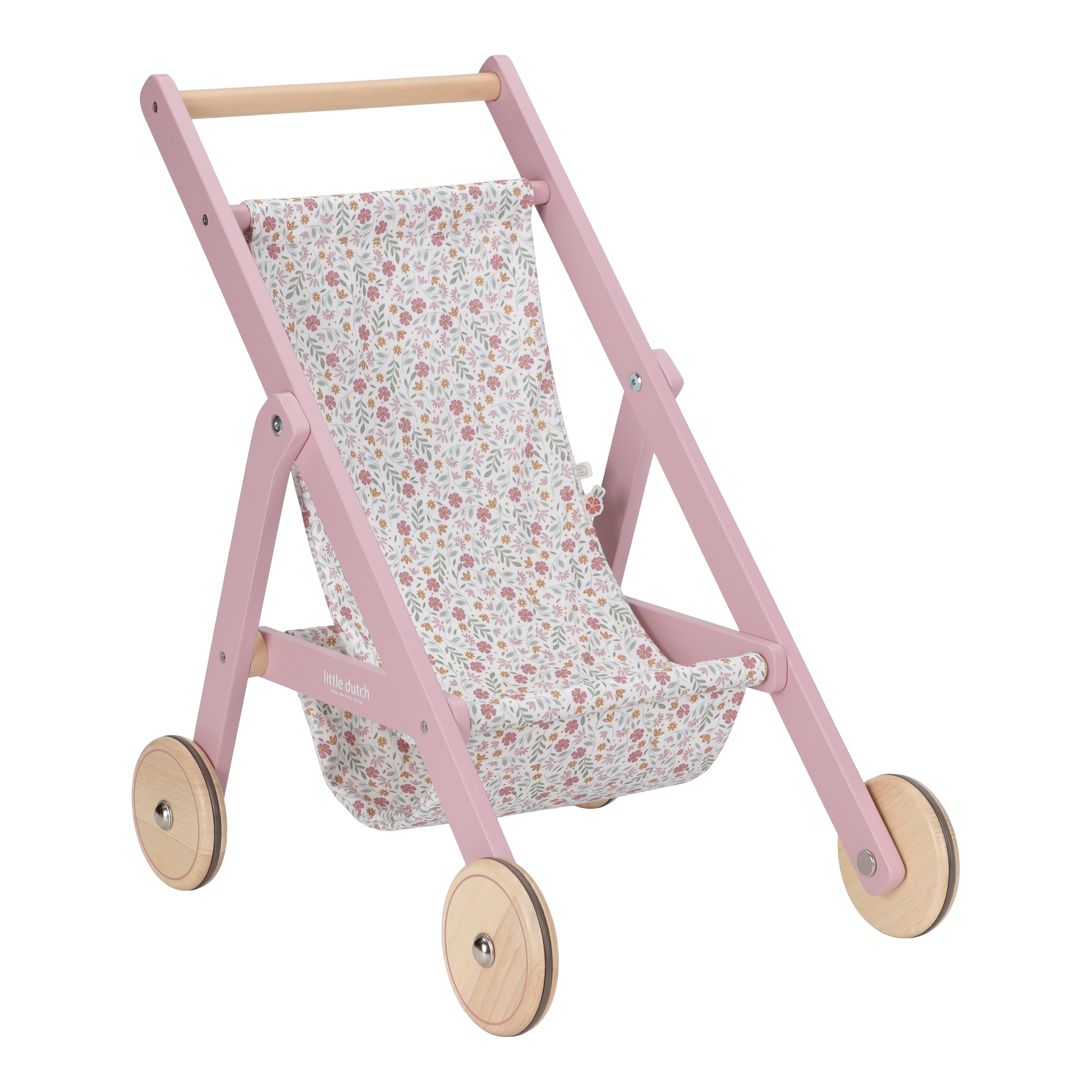 Little Dutch Wooden Dolls Stroller - Flowers &amp; Butterflies