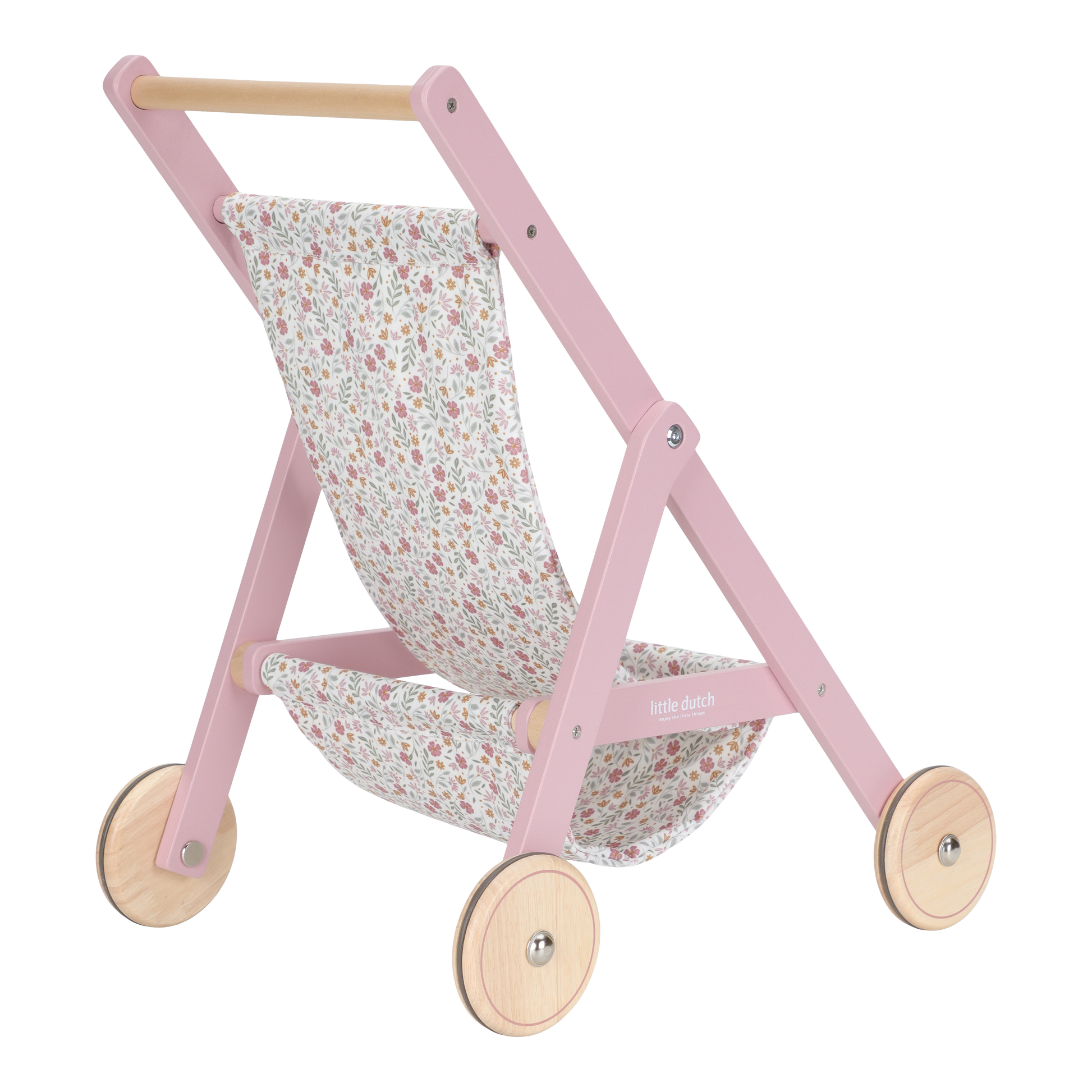 Little Dutch Wooden Dolls Stroller - Flowers &amp; Butterflies